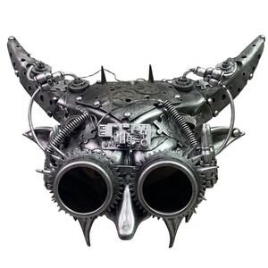 Steampunk Mask Horned‎ Beast Goggles Costume Accessory Cosplay Prop Silver